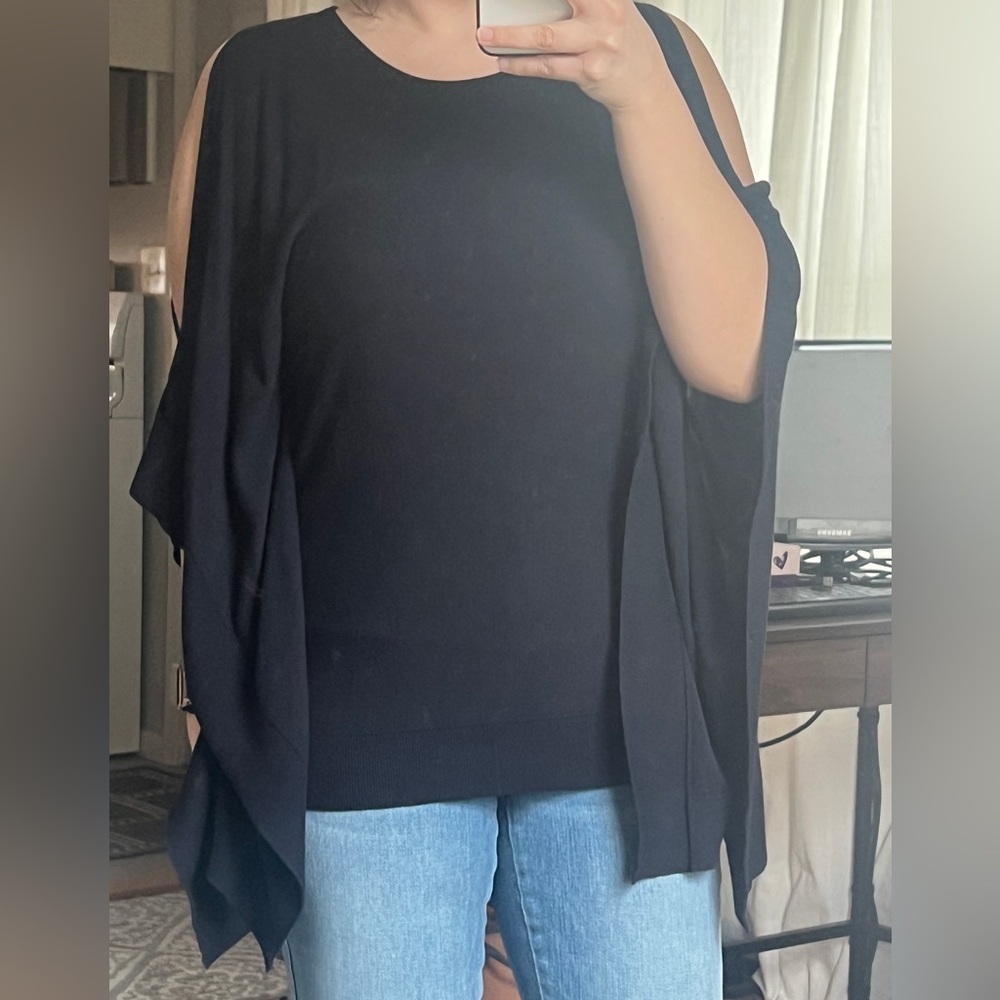 Navy MK Open-Sleeve Knit Sweater